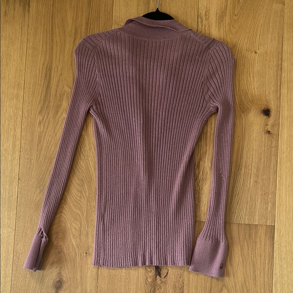 Mauve Ribbed Button-Up Cardigan - Picture 4 of 5